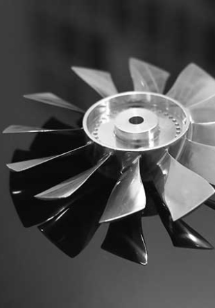 A complex machined part, representing the CNC process for plastics like PP